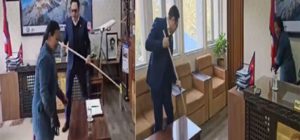 कार्यकक्ष सफा गर्दै मन्त्री सुदन किराती
